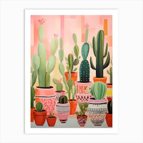 Green And Pink Cactus Still Life 3 Art Print