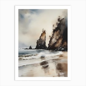 Vintage Neutral Beach Painting (28) Art Print