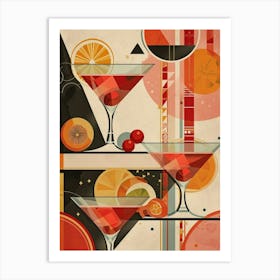 Art Deco Fruity Orange & Cranberry Cocktail 1 Art Print