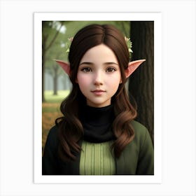 Elf Girl in Forest Art Print