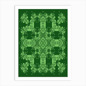 Imperial Japanese Ornate Pattern Two Tone Green Art Print