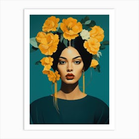 Mexican Woman With Flowers Art Print