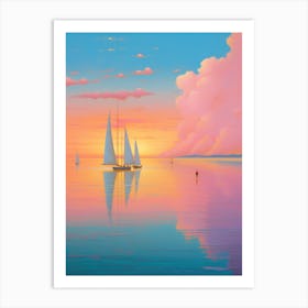 Sunset Sailboats 3 Art Print