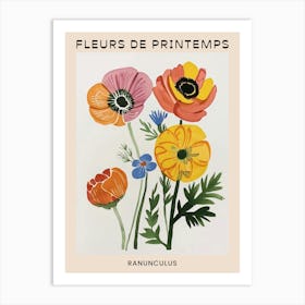 Spring Floral French Poster  Ranunculus 4 Art Print