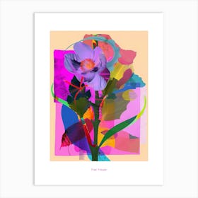 Flax Flower 4 Neon Flower Collage Poster Art Print