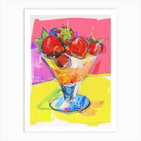 Strawberry Triffle Illustration Yellow Pink Art Print