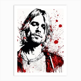 Kurt Cobain Portrait Ink Painting (19) Art Print
