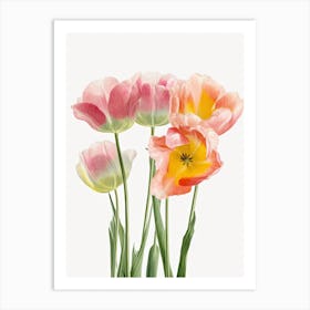 Bunch Of Tulips Flowers Acrylic Painting In Pastel Colours 8 Art Print