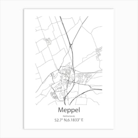 Meppel,Netherlands Minimalist Map Art Print