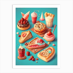 3d Desserts Art Print