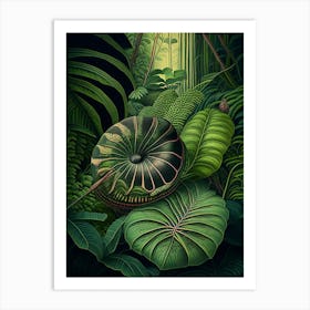 Snail In The Rainforest 1 Botanical Art Print