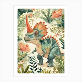 Pastel Watercolour Protoceratops Dinosaur  1 Art Print