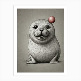 Seal With A Ball On Its Head Art Print