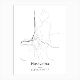 Huskvarna,Sweden Minimalist Map Art Print