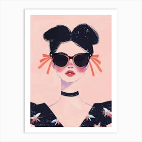 Asian Girl With Sunglasses 1 Art Print