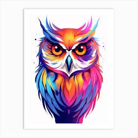 Colourful Geometric Bird Owl Art Print