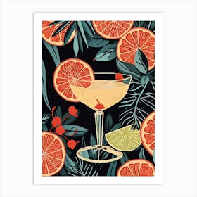 Fruity Art Deco Cocktail 1 Art Print