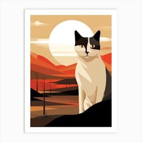 Cat In The Sunset Art Print