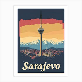 Aihrgdesign A Retro Travel Poster For Sarajevo Art Print