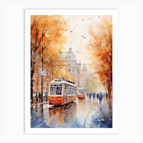 Berlin Germany In Autumn Fall, Watercolour 3 Art Print