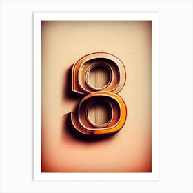 8, Number, Education Retro Drawing 2 Art Print