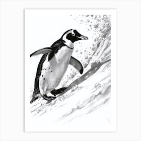 King Penguin Belly Sliding Down Snowy Slopes 3 Art Print