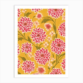 Dahlia Floral Print Warm Tones 1 Flower Art Print