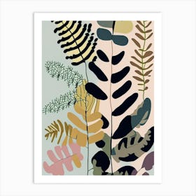 Southern Maidenhair Fern Wildflower Modern Muted Colours 1 Art Print