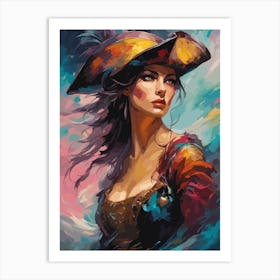 Woman In A Pirate Hat Art Print