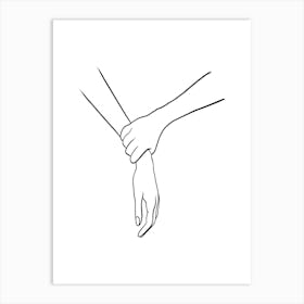 Two Hands Holding Each Other Art Print