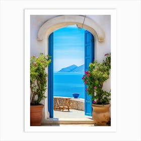 Blue Door To The Sea Art Print