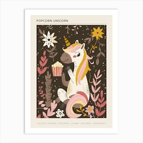 Unicorn Eating Popcorn Muted Pastels 3 Poster Art Print