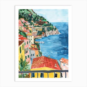 Travel Poster Happy Places Positano 4 Art Print