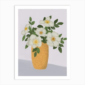 White Roses In A Vase Art Print