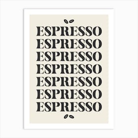 Espresso Retro Kitchen black and cream Art Print