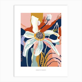 Colourful Flower Illustration Poster Oxeye Daisy 4 Art Print