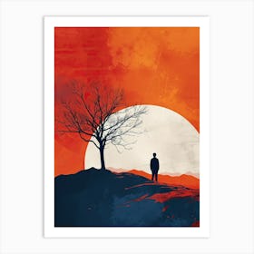 Man On The Hill, Minimalism Art Print