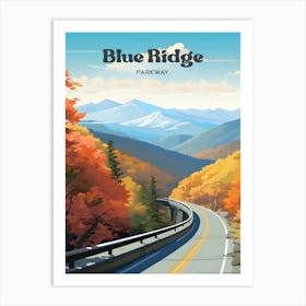 Blue Ridge Parkway All American Modern Travel Illustration Art Print