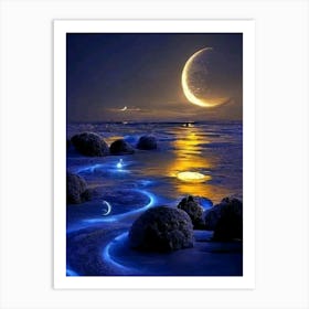 Moonlight On The Beach Art Print