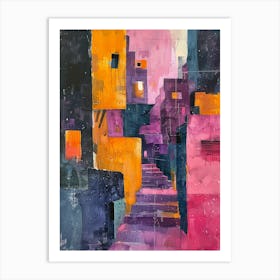 Abstract Painting, Acrylic On Canvas, Purple Color Art Print