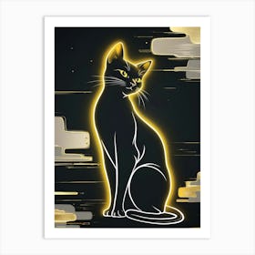 Black Cat With Gold Art Print