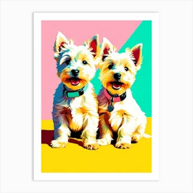 West Highland White Terrier Pups, This Contemporary art brings POP Art and Flat Vector Art Together, Colorful Art, Animal Art, Home Decor, Kids Room Decor, Puppy Bank - 163rd Art Print