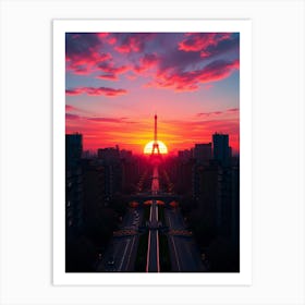 Sunset In Paris Art Print