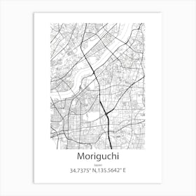 Moriguchi,Japan Minimalist Map Affiche