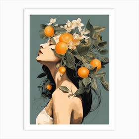 Oranges On A Woman'S Head Art Print