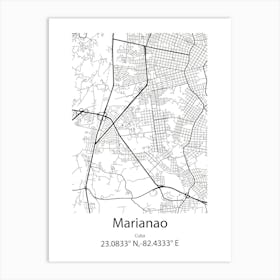 Marianao,Cuba Minimalist Map Art Print