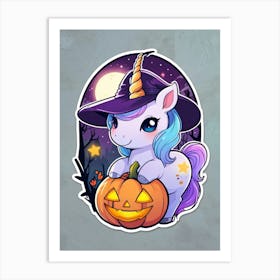 Unicorn Halloween Sticker Art Print