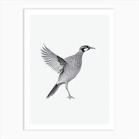 Pheasant B&W Pencil Drawing 2 Bird Art Print