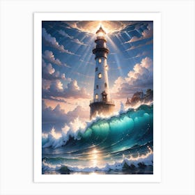 A Lighthouse In The Middle Of The Ocean 61 Art Print