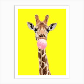 Giraffe Chewing Bubble Gum Art Print